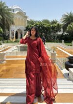 Mehrunnisa Chikankari Farshi Shalwar Suit- Maroon