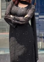 Dia Viscose Resham Jaal Chikankari and Mukesh Work 3pc Set- Black - Image 2