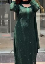 Dia Viscose Resham Jaal Chikankari and Mukesh Work 3pc Set- Bottle Green
