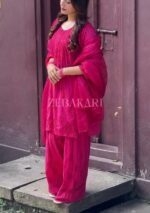 Mehrunnisa Chikankari Farshi Shalwar Suit - Hot Pink - Image 5