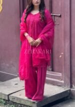 Mehrunnisa Chikankari Farshi Shalwar Suit - Hot Pink