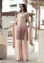 Layla Viscose Chikankari Strappy Short Kurti Gharara Set- Ombre Mauve