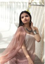 Layla Viscose Chikankari Strappy Short Kurti Gharara Set- Ombre Mauve - Image 2