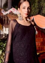 Layla Viscose Chikankari Strappy Short Kurti Gharara Set- Black - Image 3