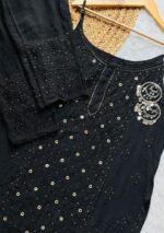 Anushka Strappy Chikankari and Mukaish Ring Work Long Kurti- Single shade - Image 6