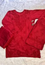 Mehrunnisa Chikankari Farshi Shalwar Suit- Maroon - Image 4
