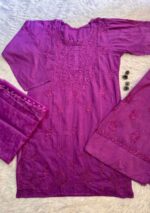 Mehrunnisa Chikankari Farshi Shalwar Suit - Lavender - Image 3