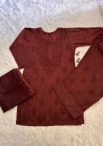 Mehrunnisa Chikankari Farshi Shalwar Suit- Brown - Image 13