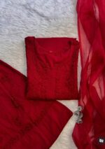 Mehrunnisa Chikankari Farshi Shalwar Suit- Maroon - Image 2