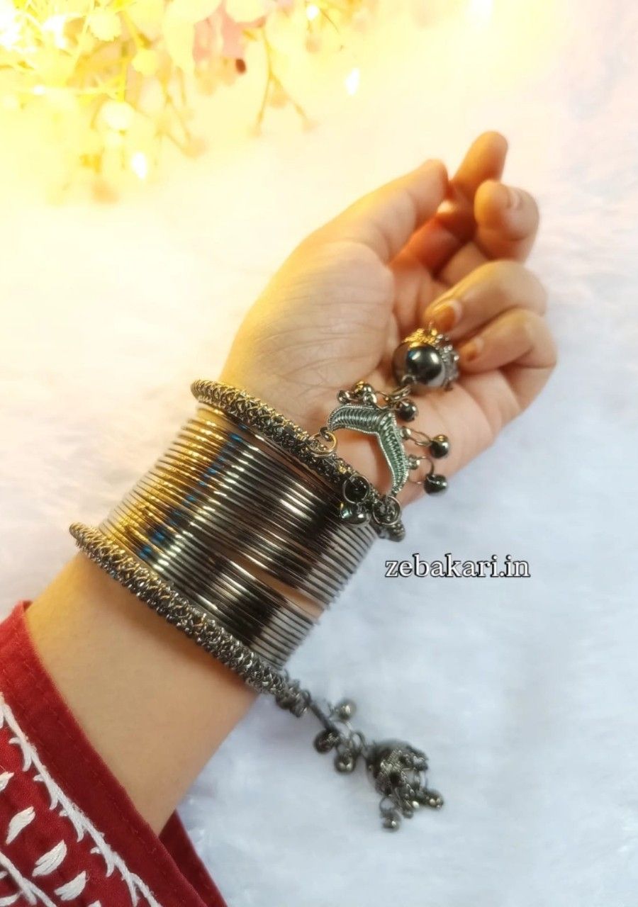 20250916_193249_0001 Oxidised Silver Latkan Bangles Set - Image 1