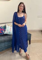 Anushka Strappy Chikankari and Mukaish Ring Work Long Kurti- Single shade - Image 17