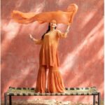 Nagma Viscose Chikankari Short Kurti Gharara Set- Rust Ombre