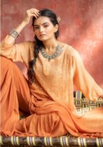 Nagma Viscose Chikankari Short Kurti Gharara Set- Rust Ombre - Image 2