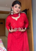 Dia Viscose Resham Jaal Chikankari Work 3pc Set- Red