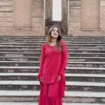 Nagma Viscose Chikankari Short Kurti Gharara Set- Red