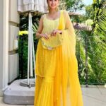 Layla Viscose Chikankari Strappy Short Kurti Gharara Set- Ombre Yellow