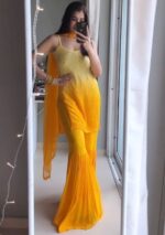 Layla Viscose Chikankari Strappy Short Kurti Gharara Set- Ombre Yellow - Image 4