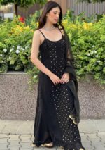 Anushka Strappy Chikankari and Mukaish Ring Work Long Kurti- Single shade - Image 4