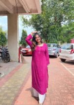 Hania Viscose Resham Jaal Chikankari Work Long Kurti - Image 5