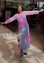 Dia Viscose Resham Jaal Chikankari and Mukesh Work Long Kurti - Image 8