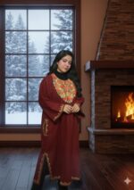 Kashmiri Woolen Pheran - Maroon - Image 3