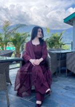 Mehrunnisa Chikankari Farshi Shalwar Suit- Brown - Image 5