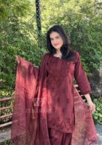 Mehrunnisa Chikankari Farshi Shalwar Suit- Brown - Image 8