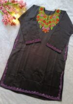 Kashmiri Woolen Pheran - Black with purple border - Image 4