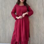 Palak Chikankari Rayon Kurta Set with Dupatta- Fuchsia Pink