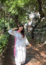 Soha Chikankari Modal Straight Kurta Set - White - Image 2