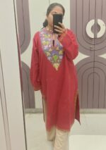 Kashmiri Woolen Kurta with pockets Pink - Image 3