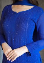 Nagma Chikankari Viscose Sharara Set- Blue - Image 4