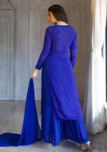 Dia Viscose Resham Jaal Chikankari and Mukesh Work 3pc Set- Blue - Image 4