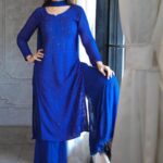 Dia Viscose Resham Jaal Chikankari and Mukesh Work 3pc Set- Blue