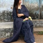 Mehrunnisa Chikankari Farshi Shalwar Suit- Navy Blue
