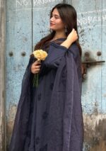 Mehrunnisa Chikankari Farshi Shalwar Suit- Navy Blue - Image 8