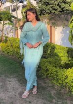 Palak Chikankari Rayon Long Kurti Set with Dupatta - Sea Green - Image 2