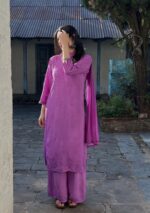 Palak Chikankari Rayon Long Kurti Set with Dupatta - Lavender - Image 2