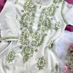 Sadiya Cotton Chikankari Long Kurti - Green