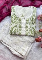 Sadiya Cotton Chikankari Long Kurti - Green - Image 2