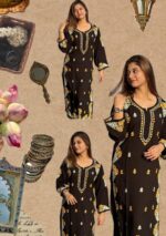 Heer Black Chikankari Modal Long Kurti - Yellow