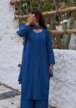 Palak Chikankari Rayon Long Kurti Set with Dupatta - Blue - Image 3