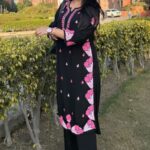 Heer Black Chikankari Modal Long Kurti - Pink