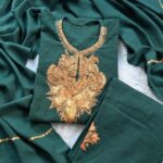 Kashmiri Tilla Work Woolen Pheran 3pc Set- Teal blue