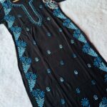 Heer Black Chikankari Modal Long Kurti - Blue