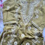 Naina 3D Chikankari Chanderi Long Kurti - Ombre Green