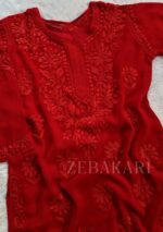 Nazia Viscose 3D Chikankari Long Kurti Set with Dupatta - Maroon - Image 4