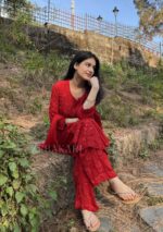 Nazia Viscose 3D Chikankari Long Kurti Set with Dupatta - Maroon - Image 10