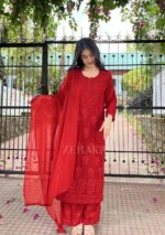 Nazia Viscose 3D Chikankari Long Kurti Set with Dupatta - Maroon - Image 11