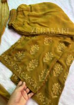 Nazia Viscose 3D Chikankari Long Kurti Set with Dupatta - Mehndi Green - Image 8